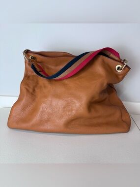 Mark & Graham Brown Tan Camel Leather Twill Shoulder Strap Casual Travel Bag